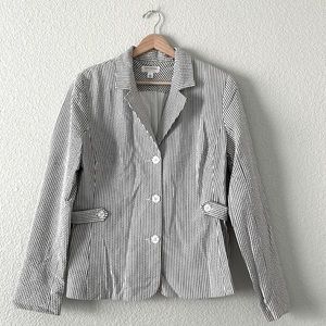 Isaac Mizrahi Pinstripe Blazer L Cotton Stretch